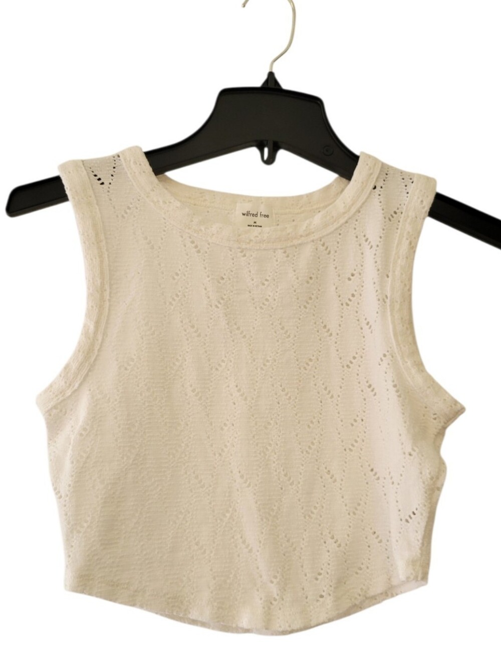 Wilfred Free Aritzia White Crochet Cropped Tank Top Size M